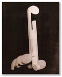36 - 1985 - 05 - Un amasijo de notas - Trepano escultura - marmol - madera - 200x150x60.